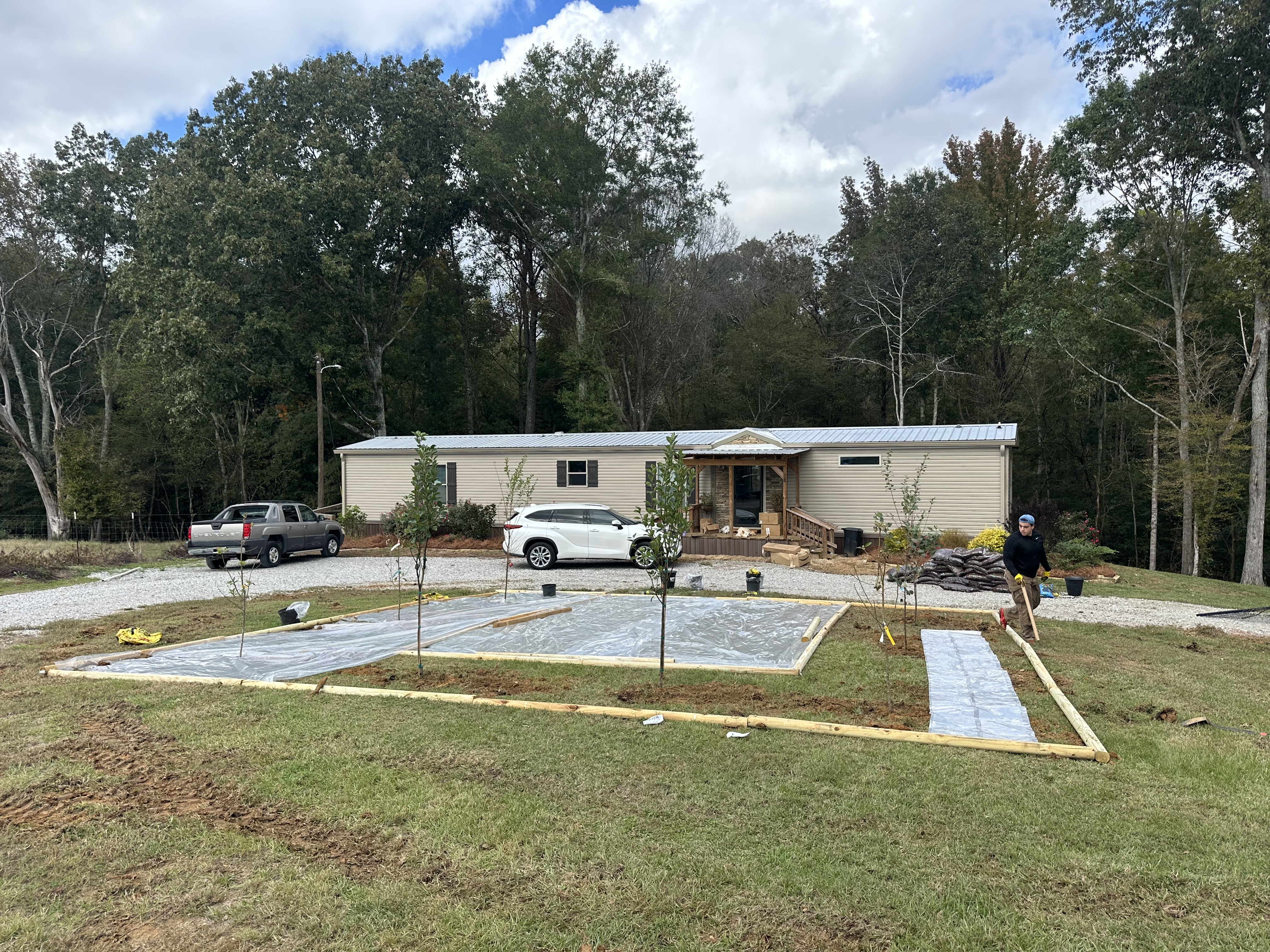 Sod installation in progress